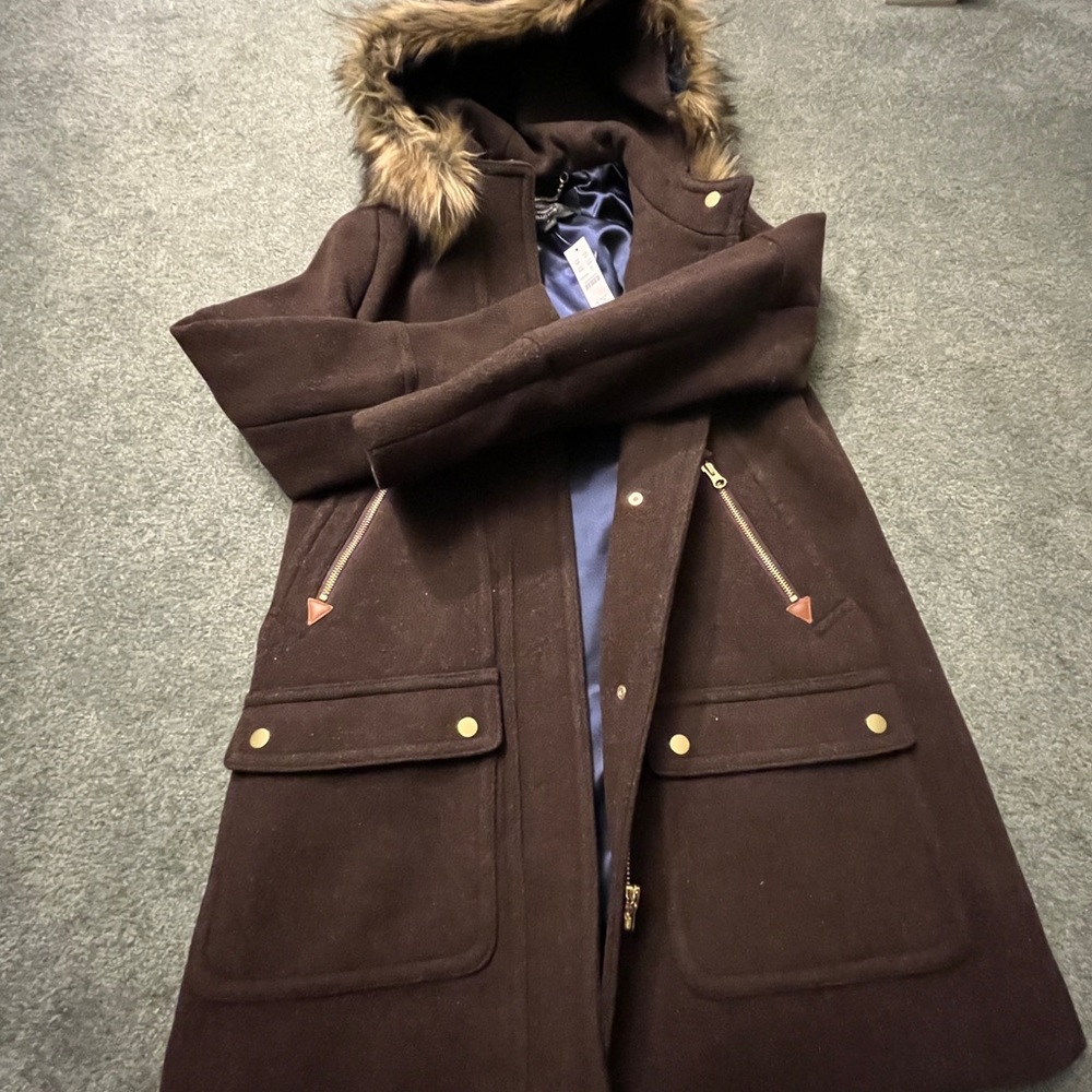 J Crew Chateau parka Italian stadium-cloth wool ASO Meghan Markle Size 2 NWT New